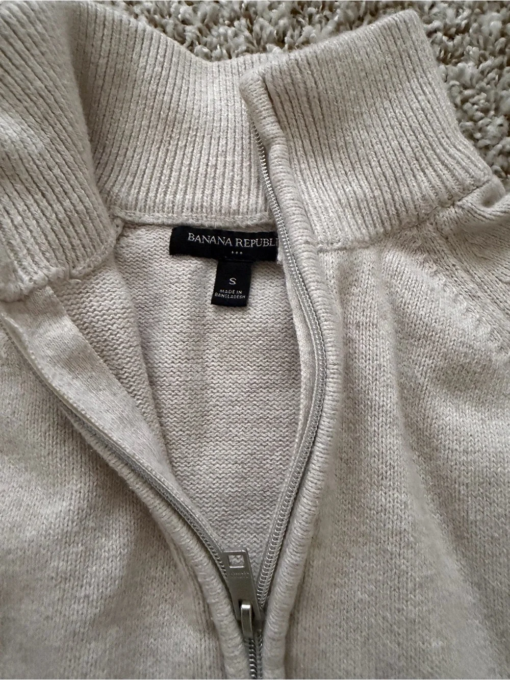 Men's Cream Full-Zip Sweater Jacket
